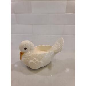 Vintage 1960's Ceramic WHITE DOVE Votive CANDLE HOLDER Bird figurine